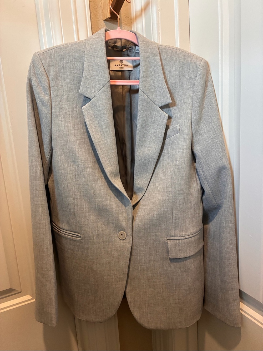 Babaton Heather Gray Notch-Lapel Single-Button Blazer US size 8